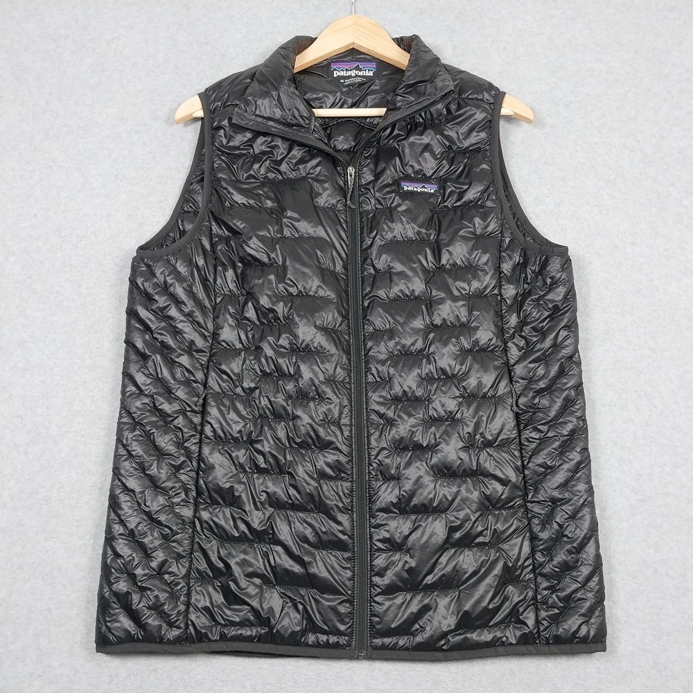 Patagonia Micro Puff Vest Womens XL Black Insulated Primaloft Zip Quilted Hiking